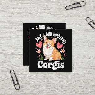 Carte De Visite Carré Juste une fille qui aime les Corgis