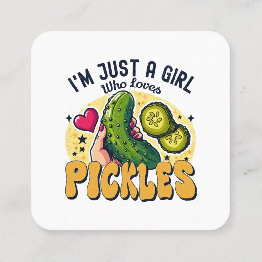 Carte De Visite Carré Juste Une Fille Qui Aime Les Pickles - Végétan Drô (Dos)