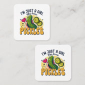 Carte De Visite Carré Juste Une Fille Qui Aime Les Pickles - Végétan Drô (Devant / Derrière)