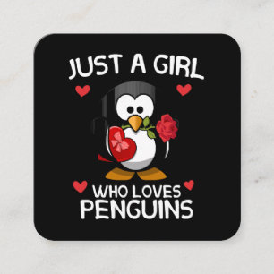 Carte De Visite Carré Juste une fille qui aime les pingouins