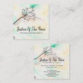 Carte De Visite Carré *~* JUSTICE DE LA PAIX - Fleur de fond noir (Devant / Derrière)