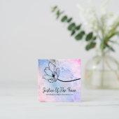 Carte De Visite Carré *~* JUSTICE DE PAIX Moon Crater Bleu rose (Debout devant)