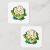 Carte De Visite Carré Kawaii Chou-fleur (Devant / Derrière)