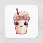 Carte De Visite Carré Kawaii Frappe souriante (Dos)