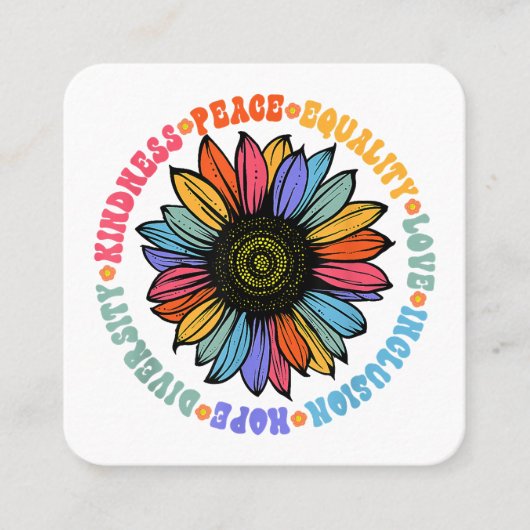 Carte De Visite Carré Kindness Peace Equality Love Hope Diversity Human (Devant)
