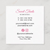 Carte De Visite Carré Kitten Chef Bakery Pink (Dos)