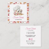 Carte De Visite Carré Kitten Chef Bakery Pink (Devant / Derrière)
