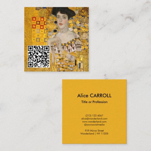 Carte De Visite Carré Klimt - Portrait d'Adèle Bloch-Bauer I - Code QR (Devant / Derrière)