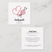 Carte De Visite Carré Knitters tricot crochet fil boule logo (Devant / Derrière)