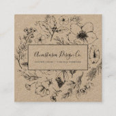 Carte De Visite Carré Kraft botanique moderne et Carré de script noir (Devant)