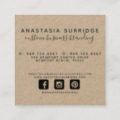 Carte De Visite Carré Kraft botanique moderne et Carré de script noir (Dos)