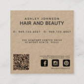 Carte De Visite Carré Kraft botanique moderne et Floral noir (Dos)