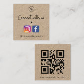 Carte De Visite Carré Kraft Connect with Us Heart Social Media QR Code (Devant / Derrière)