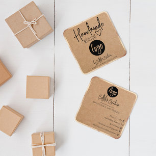 Carte De Visite Carré Kraft Or Fait À La Main Avec Amour Etsy Accueil Ar