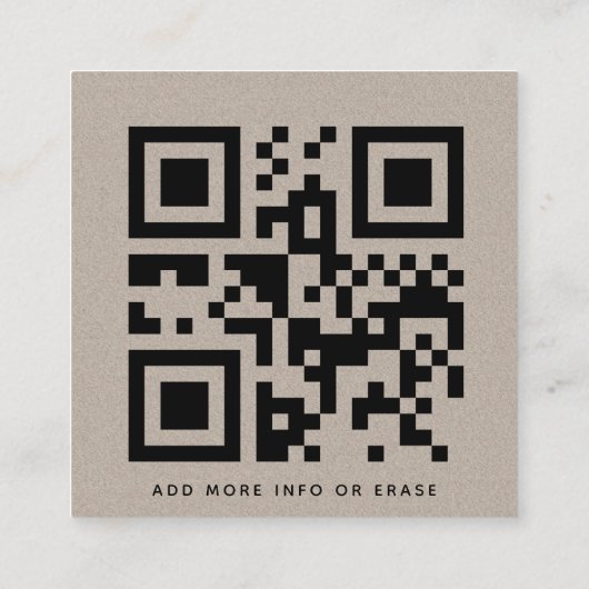 Carte De Visite Carré Kraft papier géométrique QR Code & Logo Earthy Uni (Dos)