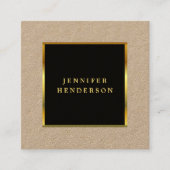 Carte De Visite Carré Kraft rustique professionnel en or noir moderne (Devant)