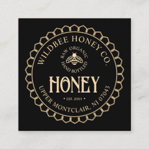 Carte De Visite Carré Kraft sur la frontière Honeycomb de miel noir et a