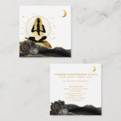 Carte De Visite Carré *~* La déesse Rose Black Gold Yoga Moon  (Devant / Derrière)