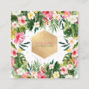 Carte De Visite Carré La jungle tropicale des Hibiscus de Pix-Dezines