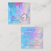 Carte De Visite Carré La licorne magique merci (Devant / Derrière)