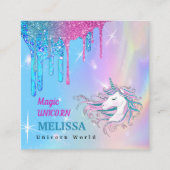 Carte De Visite Carré La licorne magique merci (Devant)