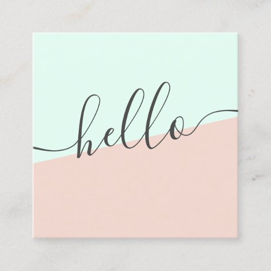 Carte De Visite Carré La menthe simple moderne de pastel rougissent (Devant)