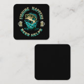 Carte De Visite Carré La Pêche Arrive. La bière aide ! (Devant / Derrière)