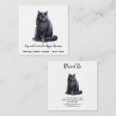 Carte De Visite Carré La sorcière de chat noir familière (Devant / Derrière)