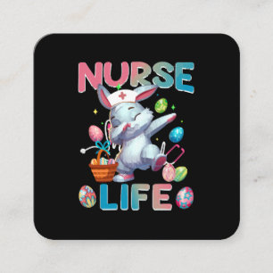 Carte De Visite Carré La vie mignonne d'infirmière Dabbing Lapin de Pâqu