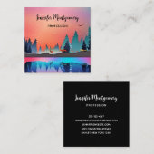 Carte De Visite Carré Lac d'hiver pittoresque avec Cerf (Devant / Derrière)