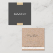 Carte De Visite Carré L'accent moderne élégant d'or de KraftPrinted chic (Devant / Derrière)