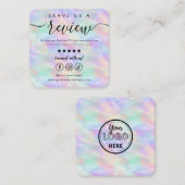 Carte De Visite Carré Laissez-Nous Un Avis Logo Iridescente Opal Design (Devant / Derrière)