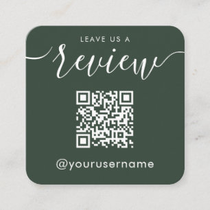Carte De Visite Carré Laissez-nous un commentaire QR Code Green Instagra