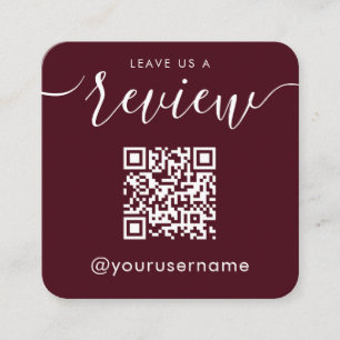 Carte De Visite Carré Laissez-nous un commentaire QR Code Instagram Hash