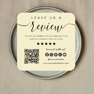 Carte De Visite Carré Laissez-nous un commentaire Qr Code Social Media L