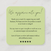 Carte De Visite Carré Laissez-nous un examen | Commentaires clients | ME (Devant)