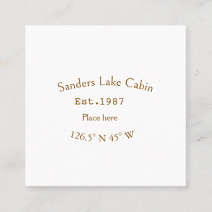 Carte De Visite Carré Lake house et. Date année coordonnées personnalisé