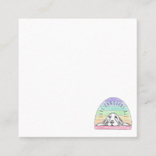Carte De Visite Carré l'amour conquiert tout chien arc-en-ciel basset ho