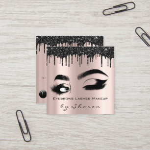 Carte De Visite Carré Lash Rose Eyebrow Drivers 6 Punches Code QR Logo