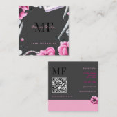 Carte De Visite Carré Lash Technician, Eyelash Infills QR Code Monogram (Devant / Derrière)