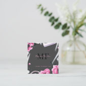Carte De Visite Carré Lash Technician, Eyelash Infills QR Code Monogram (Debout devant)