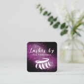 Carte De Visite Carré Lashes De Parties scintillant De Luxe Violet (Debout devant)