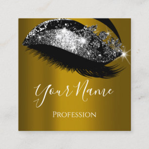 Carte De Visite Carré Lashes Extension Maquillage Artiste Mustard Silver