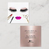 Carte De Visite Carré Lashes & Lèvres Salon de Coiffure Artiste Maquilla (Devant / Derrière)