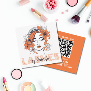 Carte De Visite Carré Lashes Professionnels Modernes QR Code Lash Tech