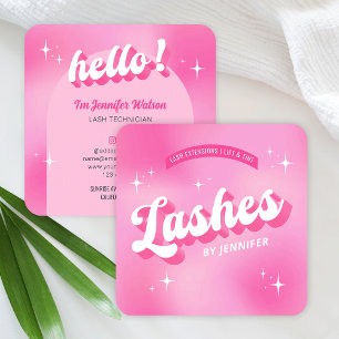 Carte De Visite Carré Lashes tendance Super Girly Rose Lash Extensions