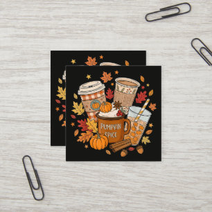 Carte De Visite Carré Latte au Curry de Citrouille Automne Saison