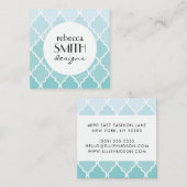 Carte De Visite Carré Latticework Bleu, Ombre, Quatrefoil, Trellis (Devant / Derrière)
