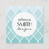 Carte De Visite Carré Latticework Bleu, Ombre, Quatrefoil, Trellis (Devant)
