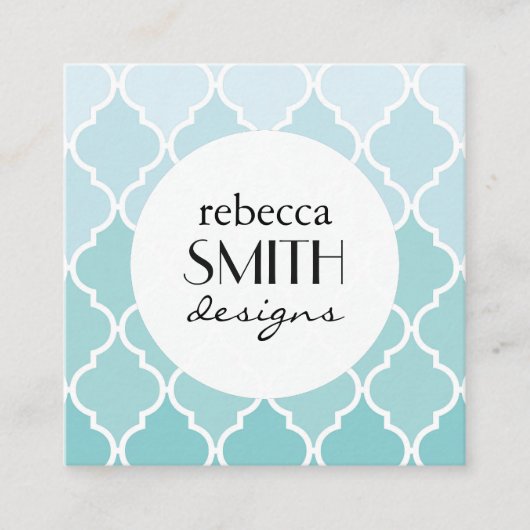 Carte De Visite Carré Latticework Bleu, Ombre, Quatrefoil, Trellis (Devant)